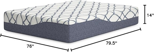 Signature Design by Ashley 14 Inch Chime Elite 2.0 Ultra Plush Green Tea Memory Foam Mattress for Cool Sleep and Pressure Relief, King, Fiberglass Free, Mattress In A Box