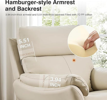 AIRSKY Genuine Leather Recliner Chair, Top Grain Leather, Italian Water-Washing Process, Lazy boy Recliner Chair, for Living Room, Theater Seating, Bedroom. R1, Beige