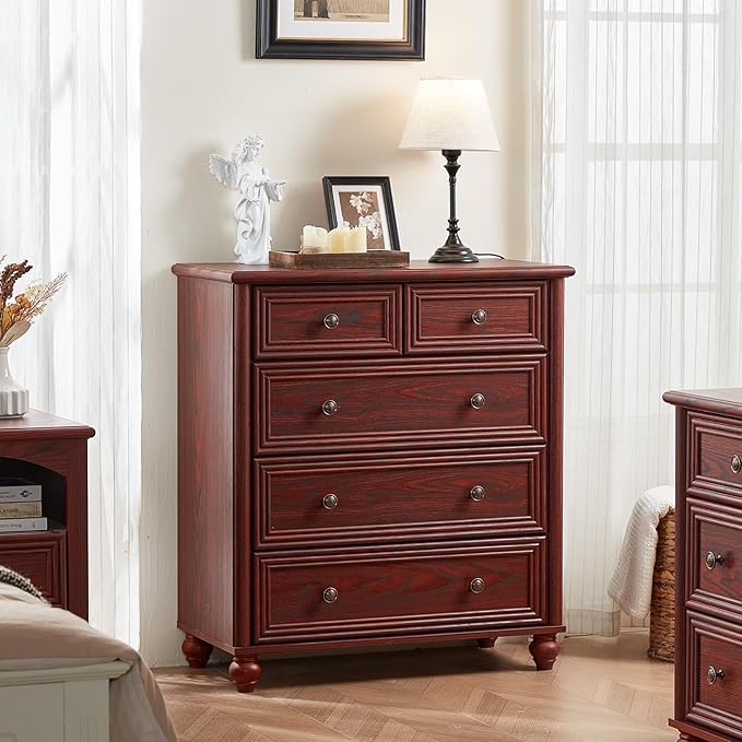 Farmhouse Dressers & Night Stand Set of 4, Wood 54" Wide Dresser & 35" Tall Chest of Drawers, 18" with Charging Station Nightstand Set of 2, Bedroom Furniture Dresser Set for Home Living Room Hallway