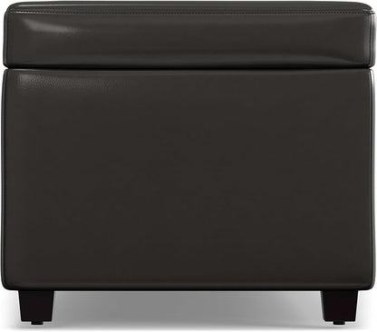 SIMPLIHOME Avalon 44 inch Wide Contemporary Rectangle Lift Top Rectangular Storage Ottoman in Tanners Brown Vegan Faux Leather, Assembled, for the Living Room, Entryway and Family Room.
