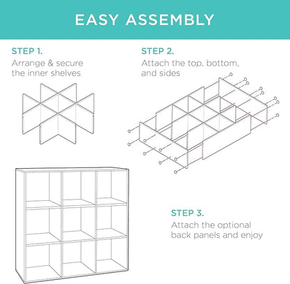 Best Choice Products 9-Cube Storage Organizer, 13.5in Shelf Opening, Bookcase, Display Shelf, Customizable w/ 3 Removable Back Panels – Walnut