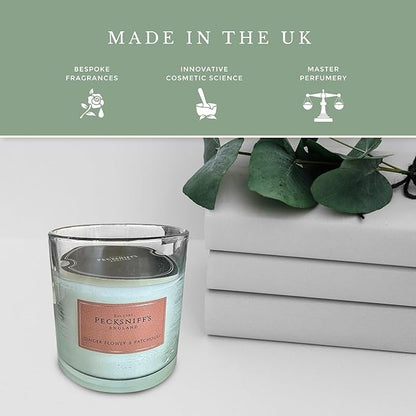Pecksniff's Classic Gingerflower & Patchouli Scented Candle | 3 Wicks Candle with Dust Cover | 550g/19.4oz