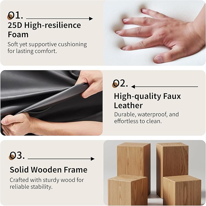 VECELO 44.5" Storage Ottoman Bench, Black Ottoman with Storage, Safety Hinge & Solid Wood Legs, Faux Leather Upholstered Ottoman with Seat for Living Room, Entryway, Holds up to 330 lb