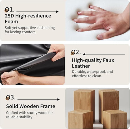 VECELO 44.5" Storage Ottoman Bench, Black Ottoman with Storage, Safety Hinge & Solid Wood Legs, Faux Leather Upholstered Ottoman with Seat for Living Room, Entryway, Holds up to 330 lb