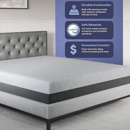 Celestial Sleep Gel Memory Foam Mattress in a Box, Made in The USA, CertiPUR-US® Certified Foam, Oeko-Tex, and Fiberglass-Free Certified Bed, 10 inch Medium - King