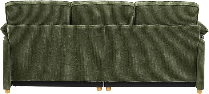 ONBRILL 86.6" Corduroy Couches for Living Room, Comfy 3 Seater Sofa with Pillow-Top Armrest & Dual-Layer Cushions, Mid Century Modern Couch for Bedroom, Apartment, Green