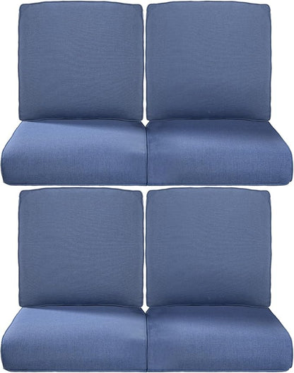 Pop 22x25/22x24 Outdoor Chair Cushions Set of 4 - Heavy Duty High Back Replacement Zippered Cushion for Patio Furniture Dining Rocking Chairs Loveseat L-Shape Sofa - Navy Blue/Classic