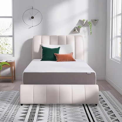 Amazon Basics Memory Foam Mattress, Soft Plush Feel, 12 Inch, Full, White/Grey