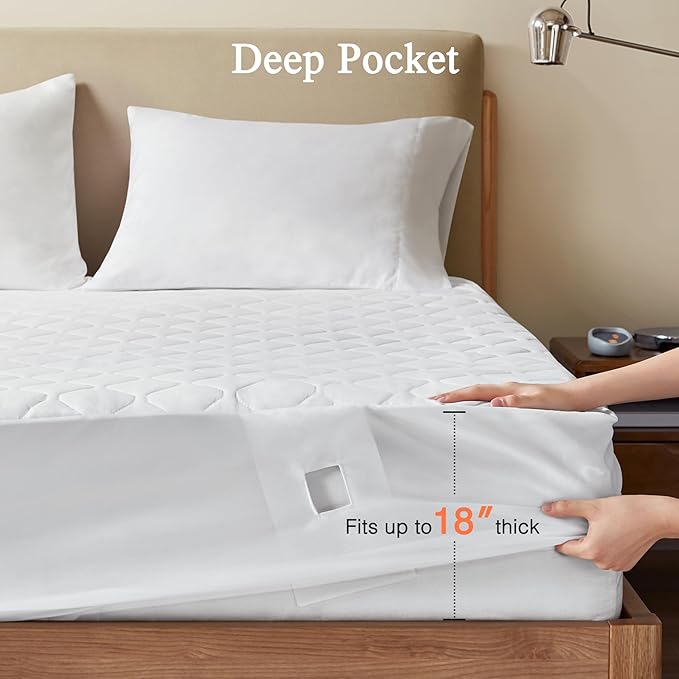 Beautyrest 3M Scotchgard Heated Mattress Pad - Electric Bed Warmer with 5 Heat Settings, 10 Hr Auto Shut Off Timer, All Around Elastic Deep Pocket, UL Certified, Machine Washable, White Twin
