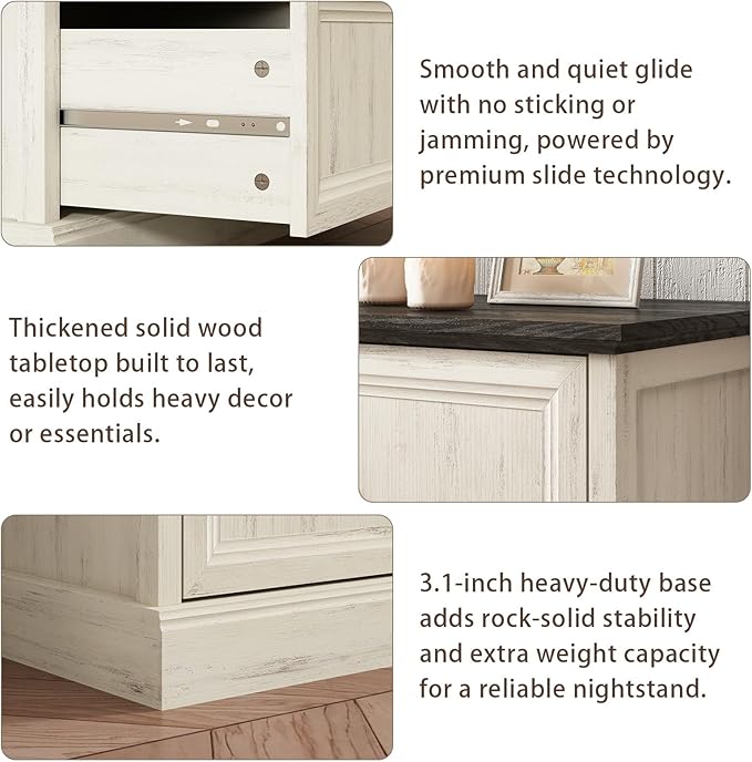 CARPETNAL Farmhouse 5 Drawers Dresser for Bedroom, 44" Tall White Dresser Wood Rustic Chest of Drawers with Wide Metal Handle,Natural Texture,Drawer Organizer for Bedroom,Living Room,Hallway