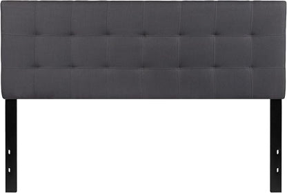 EMMA + OLIVER Quilted Tufted Queen Size Headboard in Dark Gray Fabric