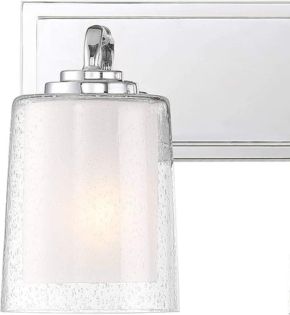 Possini Euro Design Mabelle Modern Wall Light Chrome Silver Hardwired 22 1/2" Wide 3-Light Fixture Mounted Clear Seedy Outer Frosted Glass Inner Bathroom Vanity Mirror House Home Hallway Room Decor