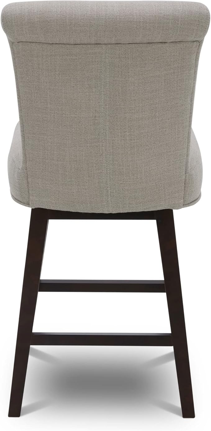 CHITA 26 Inch Counter Height Swivel Bar Stools Set of 4, FSC Certified Modern Fabric Swivel Barstool Chair with Back, Flax Beige