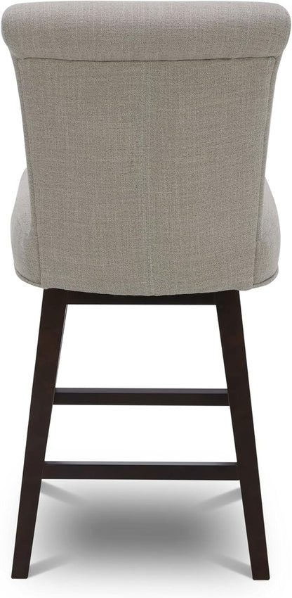 CHITA 26 Inch Counter Height Swivel Bar Stools Set of 4, FSC Certified Modern Fabric Swivel Barstool Chair with Back, Flax Beige