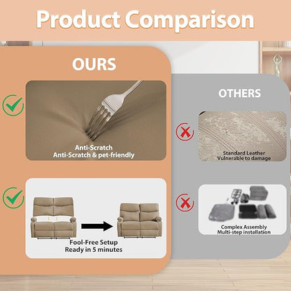 Manual Reclining Loveseat Anti-Scratch Loveseat Recliner Sofa with Side Pocket and Cupholders Wall Hugger 2 Seat Reclining Sofa Chair for RV Living Room Meeting Room Bedroom Apartment