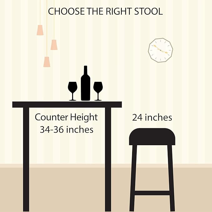 Lavish Home Set of 2 Counter-Height Bar Stools – Modern Backless Seating Set with Metal Bases and Wood Seats for Kitchens or Dining Rooms (Brown)
