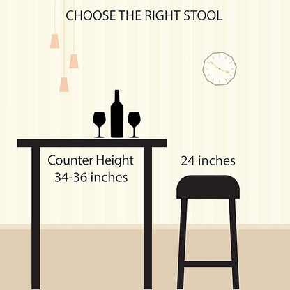 Lavish Home Set of 2 Counter-Height Bar Stools – Modern Backless Seating Set with Metal Bases and Wood Seats for Kitchens or Dining Rooms (Brown)