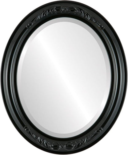 OVALCREST Oval Beveled Wall Mirror for Home Decor - Florence Style - Gloss Black - 24" x 20"