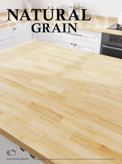 6FT Butcher Block Countertop Birch Solid Wood - 72" x 39" Kitchen Island Table Top Butcher Block Cutting Board for Living Dining Table Office Desk Workbench Washer Dryer Countertop Unfinished 1.5" Th