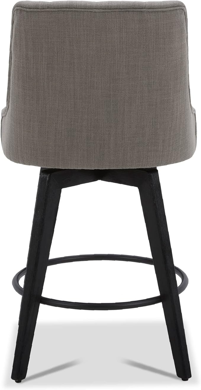 Watson & Whitely Counter Height Bar Stools, Performance Fabric Upholstered Modern Swivel Barstool with Back, Solid Wood Legs, 26" H Seat, Flint Grey