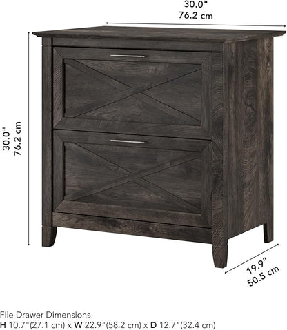 Bush Furniture Key West 2 Drawer Lateral File Cabinet in Dark Gray Hickory, Document Storage for Home Office, Accent Chest with Drawers