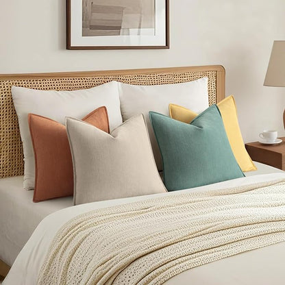 ZWJD Throw Pillow Covers 18x18 Set of 4 Chenille Pillow Covers with Elegant Design Soft and Luxurious Decorative Throw Pillows for Couch, Bed, and Home Decor