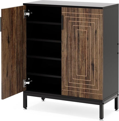 Tribesigns Shoe Cabinet with Doors, 20 Pairs Entryway Shoe Storage Cabinet with Shelves, 5-Tier Modern Free Standing Shoe Racks Storage Organizer for Closet, Living Room, Bedroom (Brown/Black)
