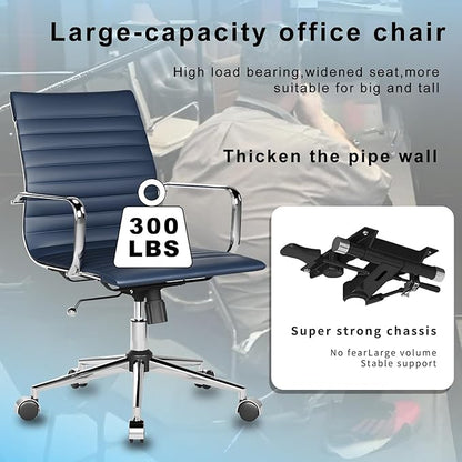 Office Chair Swivel Seat with Armrests and Wheels Comfortable Adjustable Gaming Seat for Adults Heavy Duty Work Chair for Home Office ，Navy, 22.83in Seat