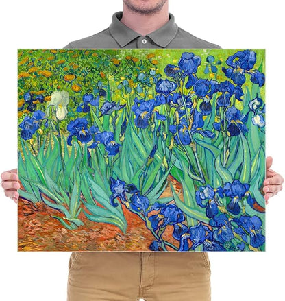 Wieco Art Irises Large Modern Gallery Wrapped Floral Giclee Canvas Print By Van Gogh Famous Blue Flowers Oil Paintings Reproduction Artwork Pictures on Canvas Wall Art for Bedroom Home Decor L