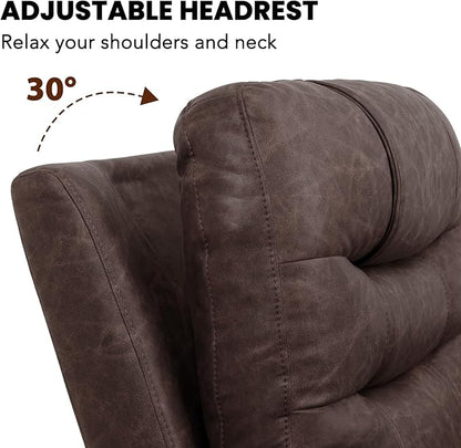 EONIX Triple Motor Lay Flat Zero Gravity Power Recliner Chair with Heating and Massage, Independent Footrest, Backrest, Headrest Adjustments, 400lbs Heavy Duty Big Man Power Recliner Chair, Brown