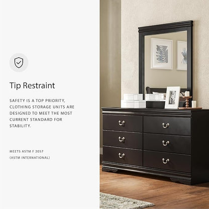 Signature Design by Ashley Huey Vineyard Classic 6 Drawer Dresser, BLack