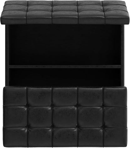 SIMPLIHOME Harrison Large Coffee Table Storage Ottoman - 40 inch Wide Upholstered Vegan Leather Square Lift-Top Ottoman in Distressed Black, Transitional Bench for Living Room with Sturdy Base