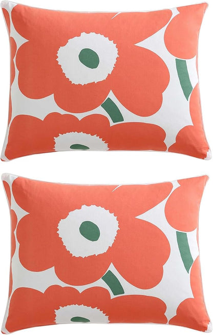 Marimekko - Duvet Cover Set, Super Soft Organic Bedding, Casual Home Decor (Unikko Orange, King)