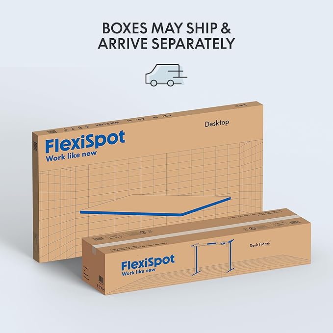 FLEXISPOT EN1 Whole Piece Standing Desk 55 x 28 Inches Stand Up Desk Workstation Home Office Computer Height Adjustable Desk (Black Frame + Marble Gray Top, 2 Packages)