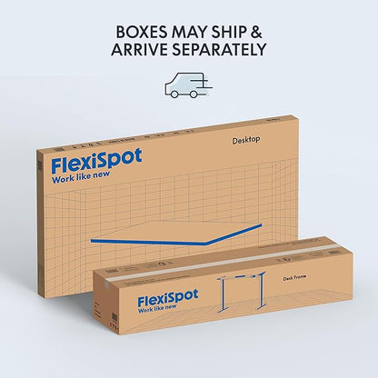 FLEXISPOT EN1 One-Piece Standing Desk 55 x 28 Inches Height Adjustable Electric Desk (Silver Frame + Marble Grey Top, 2 Packages)