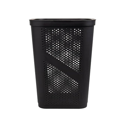 Mind Reader 60L Slim Laundry Hamper, Clothes Basket, Lid, Ventilated, Plastic, Set of 2, Black