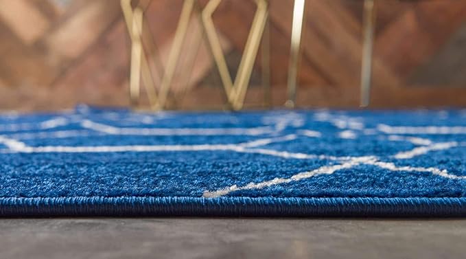 Unique Loom Trellis Frieze Collection Area Rug - Geometric (10' x 14' 1" Rectangle Navy Blue/Ivory)