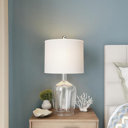 Lavish Home Glass Cloche Table Lamps – Set of 2 Modern Farmhouse Accent Lights with LED Bulbs – Home Décor for Bedroom, Living Room, or Office
