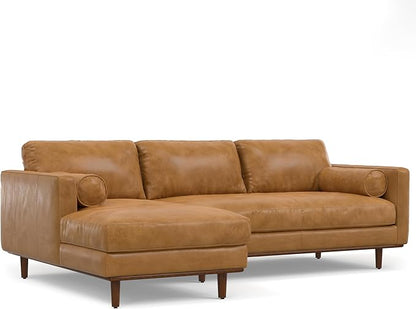 SIMPLIHOME Morrison Left Sectional Sofa in Full-Grain Genuine Leather, Sienna, 102-inches Wide, L-Shaped Leather Couch with Left Chaise for The Living Room and Family Room