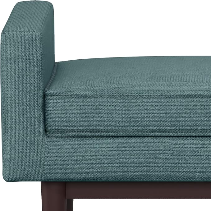 SIMPLIHOME Scott 46 inch Wide Contemporary Rectangle Ottoman Bench in Smoky Teal Linen Fabric , Assembled, For the Living Room and Bedroom