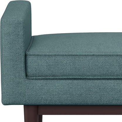 SIMPLIHOME Scott 46 inch Wide Contemporary Rectangle Ottoman Bench in Smoky Teal Linen Fabric , Assembled, For the Living Room and Bedroom