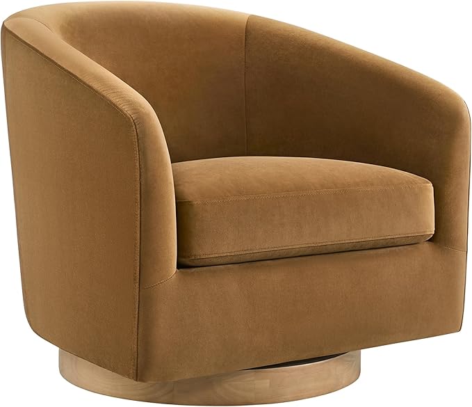CHITA Swivel Accent Chair Set of 2, FSC Certified Upholstered Velvet Barrel Chair for Living Room, Fully Assembled, Sand