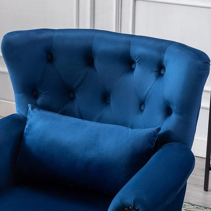 chairus Mid-Century Modern Accent Chairs Set of 2 Comfy Tufted Single Sofa Chair Wingback Armchair with Pillow for Club, Living Room, Bedroom - Velvet, Blue