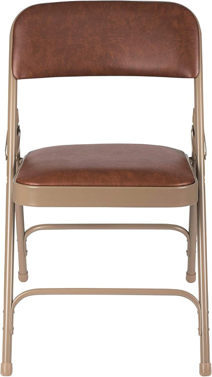 OEF Furnishings OEF1200 Series Premium Heavy Duty Vinyl Padded Folding Chairs, Commercial Grade 500 lb Capacity (4-Pack, Honey Brown)
