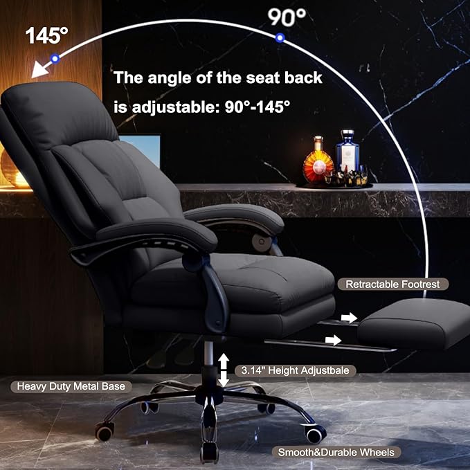 Office Chair with Leg Rest Executive Desk Chairs with Wheels High Back Computer Gaming Chairs Adjustable Reclining Ergonomic Work Chair for Home Office