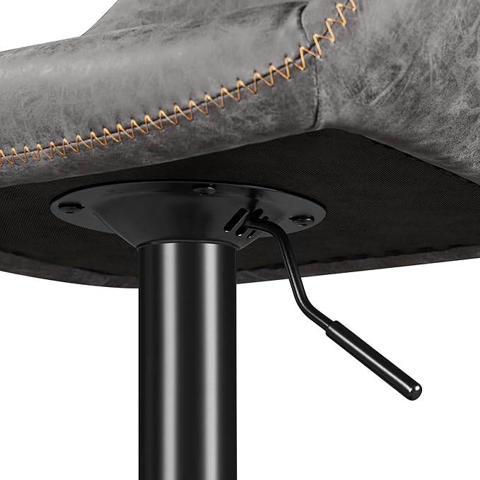 Yaheetech Bar Stools Set of 4, PU Leather Swivel Counter Height Barstools, Adjustable Bar Chairs with Backrest and Footrest, Kitchen Island Stool for Home Kitchen, Grey