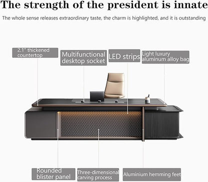 Modern Executive Desk, 126.0 inch L Shaped Desk with Storage, L Shape Corner Desk Drawers and Lockable Storage No Installation Required Without Display Racks and Bookshelves