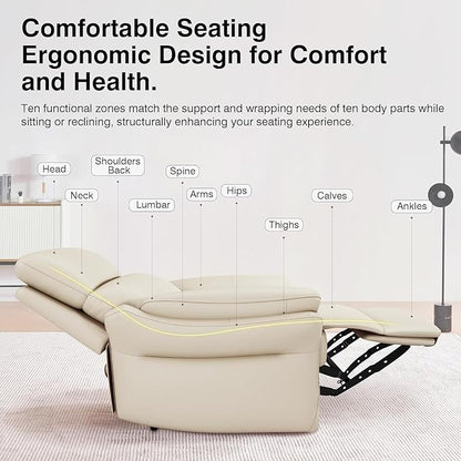 AIRSKY Genuine Leather Recliner Chair, Top Grain Leather, Italian Water-Washing Process, Lazy boy Recliner Chair, for Living Room, Theater Seating, Bedroom. R1, Beige