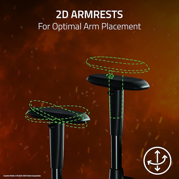 Razer Iskur V2 X Ergonomic Gaming Chair: Built-in Lumbar Support - Widened Seat - High Density Foam Cushions - Adjustable 152 Degree Recline - 2D Armrests - Plush Fabric - Counter Strike 2 Edition