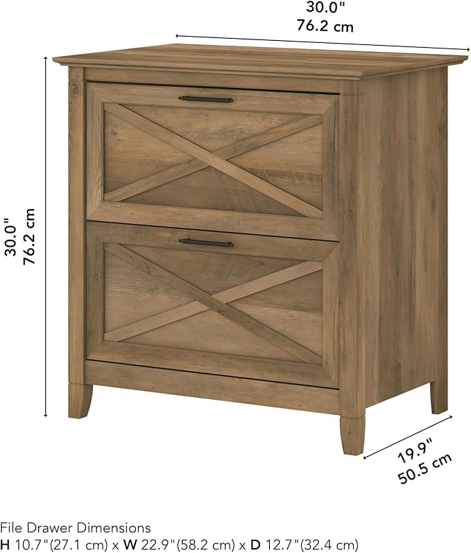 Bush Furniture Key West 2 Drawer Lateral File Cabinet in Reclaimed Pine, Document Storage for Home Office, Accent Chest with Drawers